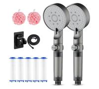 HydroBoost High Pressure 5-Mode Filtered Shower Head, HydroBoost High Pressure Shower Head Filter for Hard Water - 5 Spray Modes (2 pc)