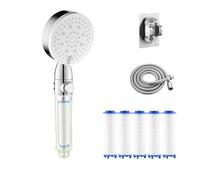 HydroBoost High Pressure 5-Mode Filtered Shower Head, HydroBoost Shower Head, Filtered Showers Heads with Handheld, Built-in Power Wash for Hard Water (White+1.5m Hose)
