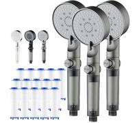 Hydroboosts High Pressure 5-Mode Filtered Shower Head, 2025 New Multi-Functional High Pressure Shower Head with 5 Adjustable Spray Settings and Built-in Water Control Switch (Grey-B-3PC)
