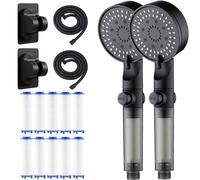 HydroBoosts High Pressure 5 - Mode Filtered Shower Head, Filtered Shower Head with Handheld, Built-in Power Wash for Hard Water, One-Touch Pause Button, Easy Install (2pcs Black)