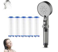 HydroBoosts High Pressure 5-Mode Filtered Shower Head, HydroBoosts Mist 5-Mode High Pressure Filtered Shower Head, Filtered ShowerHead with Handheld, Built-in Power Wash for Hard Water (Black)