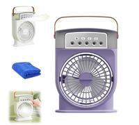 Hydrochill Cooler, Hydrochill Fan,Five-Hole Mini Water Mist Spray Fan with Tank & LED Nightlight,180° Wide Angle,3 Wind Speed,Timer Function,Protable Desk Cooler for Home Office (Purple, Plug-in)