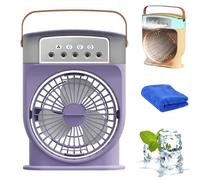 Hydrochill Cooler, Hydrochill Fan with Spray Water, Hydro Chill Fan, Mini Water Mist Spray Fa-n with Tank & LED Nightlight, 180° Wide Angle, 3 Wind Speed and Humidity Settings (Purple, Plug-in)