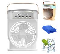 Hydrochill Cooler, Hydrochill Fan with Spray Water, Hydro Chill Fan, Mini Water Mist Spray Fa-n with Tank & LED Nightlight, 180° Wide Angle, 3 Wind Speed and Humidity Settings (White, Plug-in)