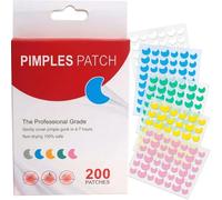 Hydrocolloid Acne Patches for Face & Chin - 200pcs Crescent Moon Ultra-Thin Invisible Spot Stickers, Strong Adhesive Blemish Dots for Daily Skincare & Overnight Wear in Five Colours