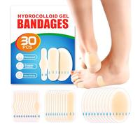 Hydrocolloid Blister Wraps - Pack of 30 Waterproof Blister Wraps for Feet, Heels and Toes - Heel Blister Prevention & Recovery, Heel Wraps for Blisters & Bladder Pads