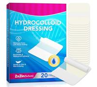 Hydrocolloid Dressing 5cm x 5cm Pack of 20 | Extra Thin, Waterproof & Breathable Patches | Minimizes Scars with Moist Healing | for Blisters & Minor Wounds | Gentle Adhesive