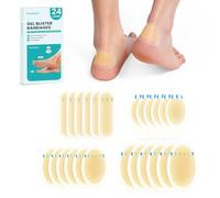 Hydrocolloid Gel Blister Bandages Pads - (Variety Pack) Promifun 24ct Waterproof Adhesive Blisters Bandages - Blister Pads for Heel, Foot, Toe, Feet - Gel Blister Chshions for Prevention & Recovery