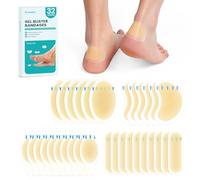 Hydrocolloid Gel Blister Bandages Pads - (Variety Pack) Promifun 32ct Waterproof Adhesive Blisters Bandages - Blister Pads for Heel, Foot, Toe, Feet - Gel Blister Chshions for Prevention & Recovery