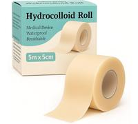 Hydrocolloid Roll 5cm x 5m - Cut-to-Size Waterproof Dressing Tape - Flexible & Skin-Friendly Bandage Patch for Blisters, Acne, Minor Wounds - Self-Adhesive & Latex-Free (5cm x 5m)