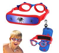 HYDROCOMFY Toddler Swimming Goggles 3 Years No Pull Red Spider Swimming Goggles for Kids