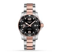 Longines Mens Black L37813587 Hydroconquest 18ct Rose Gold-plated Stainless-steel Automatic Watch