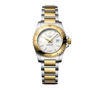Hydroconquest Quartz 30mm Ladies Watch White Dial Stainless Steel and Yellow PVD Coating Bracelet