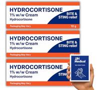 Hydrocortisone Cream 1% w/w Bite and Sting Cream, Mosquito and Bee Sting Treatment, Itchy Skin and Redness Solution, 3 x 10g Tubes - JJH Medical Bundle Including Skin Relief Guide- Packaging May Vary