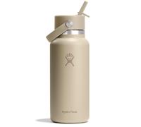 Hydro Flask Water Bottle - Insulated Stainless Steel - Wide Mouth Flex Straw Lid, Non Spill, Leakproof and Refillable in 32 Oz Tonal Oat