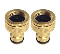 Hydrogarden 2 Pieces Brass Garden Faucet Connector, 3/4 Inch and 1 Inch 2-in-1 Female Slot Adapter
