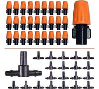 Hydrogarden50pcs Micro Spray Adjustable Flow Irrigation Drippers, Garden Adjustable Sprinkler drip Irrigation Mister Heads with 3 Tee Irrigation Misting Drip Kit
