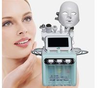 Hydrogen Facial Beauty Machine with Smart Screen, 7 in 1Multifunctional Hydrodermabrasion Machine for Skin Cleaning Caring, Profession Skin Rejuvenation Small Bubble Device for Home Salon Spa (Cyan)