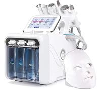Hydrogen Oxygen Beauty Machine,7 in 1 Water Oxygen Hydra-Facial Machine with Led Mask Facial Deep Cleansing Peeling Hydro Dermabrasion Jet Peel Small Bubble Device (Grey)