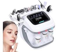 Hydrogen Oxygen Facial Machine, Facial Beauty Machine, with 10 Working Heads, High Frequency Vibration, Micro-Vibration Cleaning, Cleansing Moisturizing Tool, for Spa Salon and Home