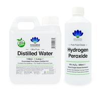 Hydrogen Peroxide and Distilled Water Bundle - Purest Food Grade 10% Hydrogen Peroxide 500ml Bottle - 1.1 Litres of 100% Pure Steam Distilled Water - Additive Free