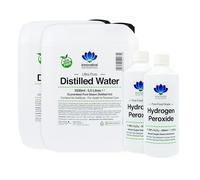 Hydrogen Peroxide and Distilled Water Bundle - Purest Food Grade 12% (<11.99%) Hydrogen Peroxide 1 Litre (2 x 500ml Bottles) - 11 Litres of 100% Pure Steam Distilled Water (2 x 5.5L Jerry Cans)