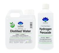 Hydrogen Peroxide and Distilled Water Bundle - Purest Food Grade 3% Hydrogen Peroxide 500ml Bottle - 1.1 Litres of 100% Pure Steam Distilled Water - Additive Free