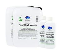Hydrogen Peroxide and Distilled Water Bundle - Purest Food Grade 6% Hydrogen Peroxide 1 Litre (2 x 500ml Bottles) - 11 Litres of 100% Pure Steam Distilled Water (2 x 5.5L Jerry Cans) - Additive Free