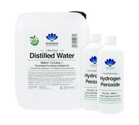 Hydrogen Peroxide and Distilled Water Bundle - Purest Food Grade 9% Hydrogen Peroxide 1 Litre (2 x 500ml Bottles) - 5.5 Litres of 100% Pure Steam Distilled Water - Additive Free
