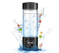 Hydrogen Water Bottle - Portable, Rechargeable, LED Timer, Aluminum and Glass, 5000 PPB Hydrogen in 10 Minutes, for Husband, Father, Friend & Family, for Sports, Home, Office (Black, 340ml)