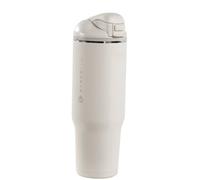 HydroJug Ease2o Water Bottle with Straw & Chug Lid, Stainless Steel, Vented Cap to Help Reduce Pressure, Water-Level Window, Cup Holder Friendly, Non-Slip Base - 32oz, Linen