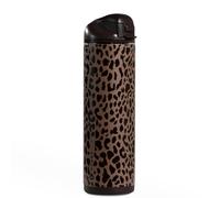 HydroJug Ease2o Water Bottle with Straw & Chug Lid, Stainless Steel, Vented Cap to Help Reduce Pressure, Water-Level Window, Cup Holder Friendly, Non-Slip Base - 24oz, Brown Leopard