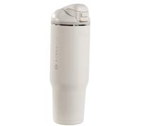 HydroJug Ease2o Water Bottle with Straw & Chug Lid, Stainless Steel, Vented Cap to Help Reduce Pressure, Water-Level Window, Cup Holder Friendly, Non-Slip Base - 40oz, Linen