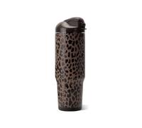 HydroJug Ease2o Water Bottle with Straw & Chug Lid, Stainless Steel, Vented Cap to Help Reduce Pressure, Water-Level Window, Cup Holder Friendly, Non-Slip Base - 32oz, Brown Leopard
