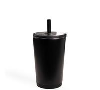 HydroJug Everyday Tumbler 14 oz - Ceramic-Lined Insulated Tumbler with Straw and Soft-Touch Lid, Cup Holder Friendly, Double-Wall Vacuum Insulation, Reusable Travel Cup - Black