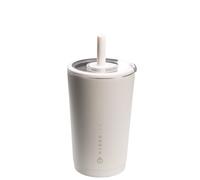 HydroJug Everyday Tumbler 14 oz - Ceramic-Lined Insulated Tumbler with Straw and Soft-Touch Lid, Cup Holder Friendly, Double-Wall Vacuum Insulation, Reusable Travel Cup - Linen
