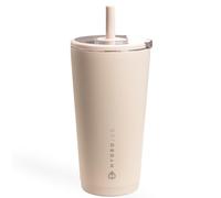 HydroJug Everyday Tumbler 20 oz - Ceramic-Lined Insulated Tumbler with Straw and Soft-Touch Lid, Cup Holder Friendly, Double-Wall Vacuum Insulation, Reusable Travel Cup - Dune