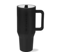 HydroJug Traveler - 32 oz Water Bottle with Handle & Flip Straw - Fits in Cup Holder, Leak Resistant Tumbler-Reusable Insulated Stainless Steel & Rubber Base - Gifts for Women & Men, Black