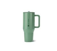 HydroJug Traveler - 32 oz Water Bottle with Handle & Flip Straw - Fits in Cup Holder, Leak Resistant Tumbler-Reusable Insulated Stainless Steel & Rubber Base - Gifts for Women & Men, Sage