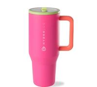 HydroJug Traveler - 32 oz Water Bottle with Handle & Flip Straw - Fits in Cup Holder, Leak Resistant Tumbler-Reusable Insulated Stainless Steel & Rubber Base - Gifts for Women & Men, Orchid
