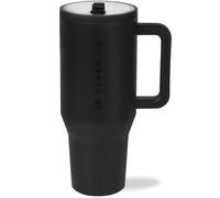 HydroJug Traveler - 40 oz Water Bottle with Handle & Flip Straw - Fits in Cup Holder, Leak Resistant Tumbler-Reusable Insulated Stainless Steel & Rubber Base - Gifts for Women & Men, Black