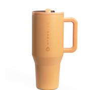 HydroJug Traveler - 40 oz Water Bottle with Handle & Flip Straw - Fits in Cup Holder, Leak Resistant Tumbler-Reusable Insulated Stainless Steel & Rubber Base - Gifts for Women & Men, Marigold