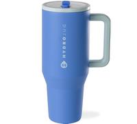 HydroJug Traveler - 40 oz Water Bottle with Handle & Flip Straw - Fits in Cup Holder, Leak Resistant Tumbler-Reusable Insulated Stainless Steel & Rubber Base - Gifts for Women & Men, Riptide