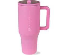 HydroJug Traveler - 40 oz Water Bottle with Handle & Flip Straw - Fits in Cup Holder, Leak Resistant Tumbler-Reusable Insulated Stainless Steel & Rubber Base - Gifts for Women & Men, Taffy