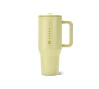 HydroJug Traveler - 40 oz Water Bottle with Handle & Flip Straw - Fits in Cup Holder, Leak Resistant Tumbler-Reusable Insulated Stainless Steel & Rubber Base - Gifts for Women & Men, Olive