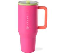 HydroJug Traveler - Modern 40 oz Tumbler with Handle & Simple Flip Straw - Car Cup Holder Friendly, Leak Resistant Water Bottle - Reusable Insulated Stainless Steel & Rubber Base