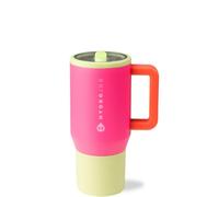 HydroJug Traveler Water Bottle with Handle and Flip Straw, Fits in Cup Holder, Leak-proof Cup, Reusable, Insulated Stainless Steel and Rubber Base, Gift for Men and Women,