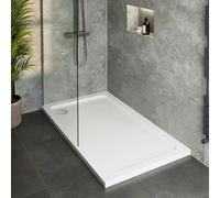 Hydrolux® 1200 x 700 x 45mm White Bathroom Shower Tray for Enclosures Cubicles & Wet Room with Chrome Waste, Rectangular