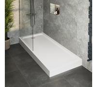 Hydrolux® 1700 x 700 x 140mm White Bathroom Shower Tray for Enclosures Cubicles & Wet Room with Waste + Riser Kit, Rectangular