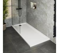 Hydrolux® 1700 x 700 x 45mm White Bathroom Low Profile Shower Tray for Enclosures Cubicles & Wet Room with Black Waste, Rectangular